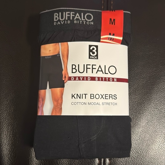 Buffalo David Bitton Black Knit Boxers Mens 3pk Medium Cotton Modal Stretch - Picture 4 of 5